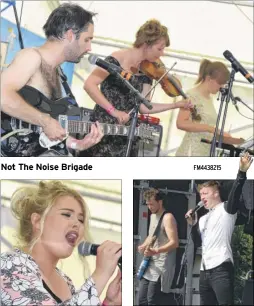  ?? FM4438215 FM4438189/FM4438287 ?? Not The Noise Brigade Rosie Pennie; right, Echoic, with lead singer Connor Turner