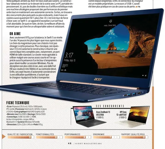  ??  ?? Asus ZenBook 13 UX331UA
(1 000 €) HP Envy 13-ab0113nf (1 000 €)