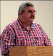 ??  ?? Fort Oglethorpe Public Works and Recreation Director Jeff Long discusses chemical use during the Sept. 25 City Council meeting. (Catoosa News photo/Adam Cook)