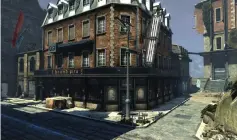  ??  ?? Dishonored is structured as a series of discrete levels, but returning between them to your base, the Hound Pits Pub, helps make Dunwall feel more coherent