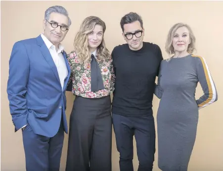  ?? THE ASSOCIATED PRESS ?? Schitt's Creek cast members, from left: Eugene Levy, Annie Murphy, Daniel Levy and Catherine O’Hara. The Levys created the half-hour CBC comedy series, which has picked up several Canadian Screen Awards.
