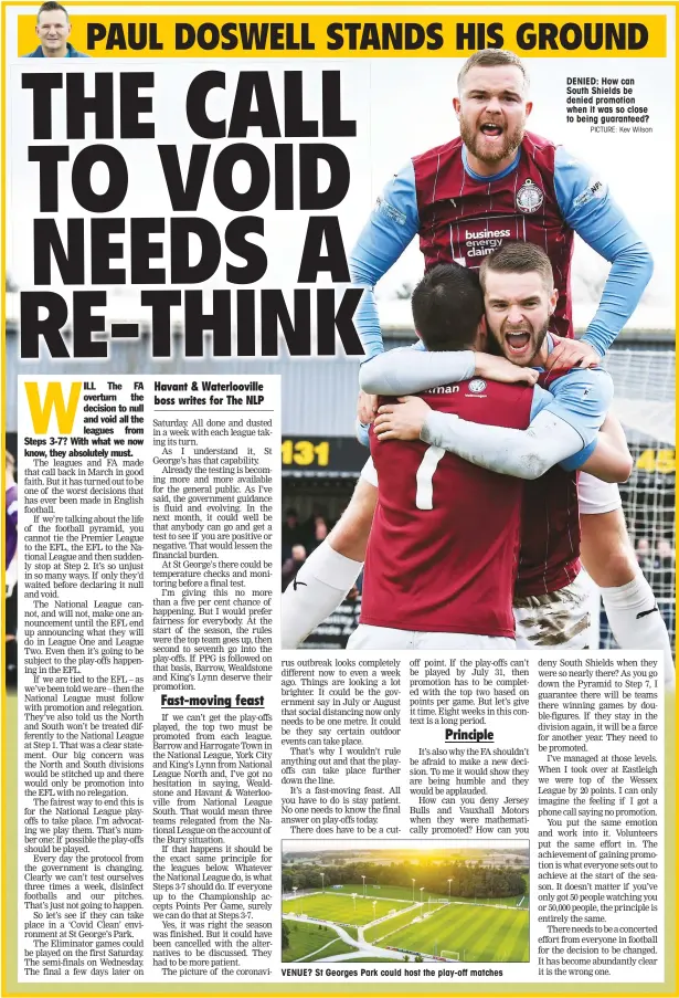  ?? PICTURE: Kev Wilson ?? VENUE? St Georges Park could host the play-off matches
DENIED: How can South Shields be denied promotion when it was so close to being guaranteed?