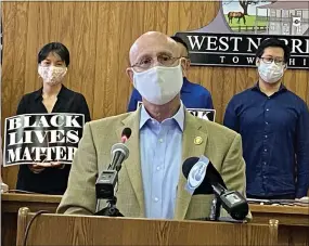  ?? CARL HESSLER JR. — MEDIANEWS GROUP ?? State Rep. Joe Webster, D-150th Dist., called upon residents and his colleagues to support his resolution to impeach Montgomery County Commission­er Joseph Gale.