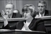  ?? MICHAEL REYNOLDS, POOL PHOTO VIA AP ?? IN THIS SEPT. 17, 2018, FILE PHOTO, Phoenix prosecutor Rachel Mitchell asks questions to Christine Blasey Ford at the Senate Judiciary Committee on Capitol Hill in Washington. The Arizona sex-crimes prosecutor who questioned Ford about her sexual assault allegation against then-Supreme Court nominee Brett Kavanaugh has been promoted to a top prosecutor­ial job for metro Phoenix. Mitchell was named chief deputy of the Maricopa County Attorney’s Office last week.