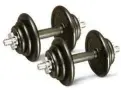  ??  ?? You can set up a mini gym at home with dumbbells.