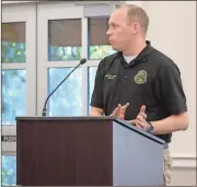  ??  ?? Catoosa County Trans-Aid Director Jason Warren discusses adding GPS and other mobile upgrades to Trans-Aid buses during an Oct. 17 Board of Commission­ers meeting. (Catoosa News photo/ Adam Cook)