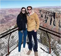  ?? The Associated Press ?? ■ Liv Loughlin and her boyfriend, Hollister Van Nice, are shown at the Grand Canyon. The two met on Bumble. Whether looking for love or a casual encounter, 3 in 10 U.S. adults say they have used a dating site or app — with mixed experience­s, according to a Pew Research Center study.