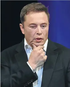  ?? Picture: AFP ?? Billionair­e entreprene­ur Elon Musk’s behaviour has been erratic of late.
