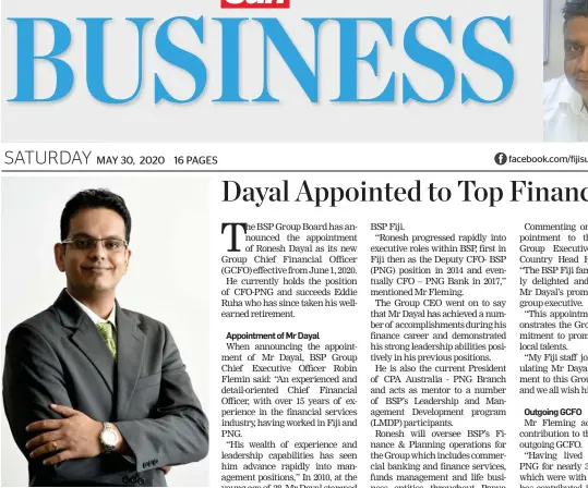  ??  ?? Ronesh Dayal, newly appointed BSP Group Chief Financial Officer (GCFO)