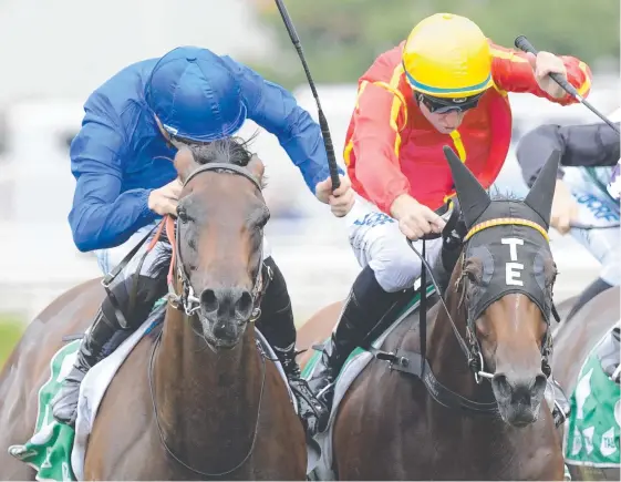  ?? Picture: AAP IMAGE ?? Winter Bride (right) chalks up her third Group 3 win in the Wenona Girl Quality at Randwick.