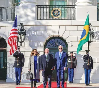  ?? RICARDO STUCKERT/PR ?? Joe Biden recebeu Lula na Casa Branca, em Washington, na sexta-feira (10): bons sinais