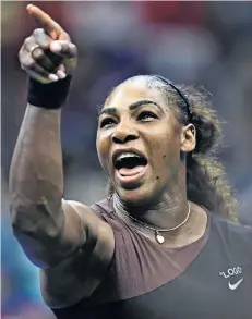  ??  ?? Not pleased: Serena Williams points out the ‘errors’ of the umpire’s ways