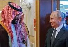  ??  ?? Bras de fer. Ni le prince héritier ni Vladimir Poutine, ici en octobre 2019, n’ont voulu céder leurs parts de marché pendant la crise pétrolière.