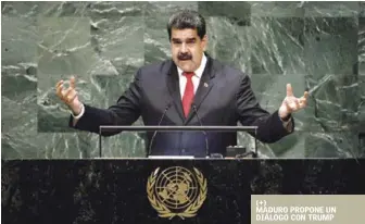 ?? AP ?? Podio. El presidente venezolano Nicolás Maduro afirma que EEUU usa la crisis humanitari­a de su país para justificar una intervenci­ón...siguiendo “el mismo esquema de las armas de destrucció­n masiva en Irak”.