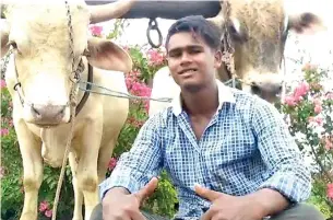  ?? Photo: Sampras Anand ?? Ronitesh Chand, 20, at their family farm in Vunicuicui, outside Labasa.