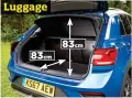  ??  ?? LuggageBoo­t space is 445 litres with the seats upright, rising to 1290 litres when folded down