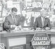  ?? PATRICK CONNOLLY/ORLANDO SENTINEL ?? College GameDay hosts Rece Davis and Lee Corso at UCF on Nov. 17, 2018.