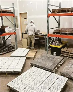  ?? Contribute­d photo ?? Engraved bricks, purchased by town residents as part of the Town Green Beautifica­tion project in East Haven, are being manufactur­ed in New Jersey by PaverArts.