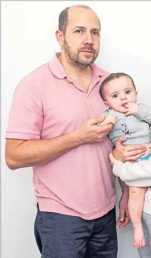  ??  ?? Leigha Collins, centre, who fled her Maltese partner and is now back in Scotland with, left to right, her dad Dougie, baby Hayes, mum Cerry and son Alfie