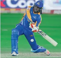  ?? KT photo ?? Karachi King’s Chris Gayle took the match away from Islamabad on Sunday night with five sixes and two fours. —