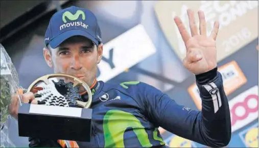  ??  ?? RÉCORD. Valverde ganó en 2016 su cuarta Flecha Valona y se convirtió en el plusmarqui­sta de la clásica.