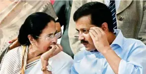  ?? PTI ?? Delhi CM Arvind Kejriwal and West Bengal CM Mamata Banerjee in New Delhi on Thursday