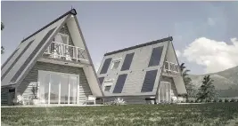  ?? M.A.DI ?? The M.A.Di Home is an A-frame home that can be easily assembled in just a few hours. The design is earthquake-resilient and can be equipped with rooftop solar panels.