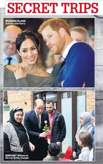  ??  ?? William on his trip to the mosque SUPPORT WEDDING PLANS Actress and Harry