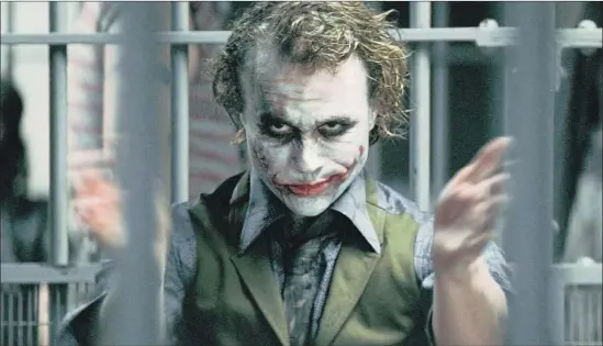  ?? Warner Bros. Pictures / DC Comics ?? THE JOKER in “The Dark Knight,” played by Heath Ledger, turns morality inside out, unmasking all sorts of troubling dualities that go well beyond good versus evil.
