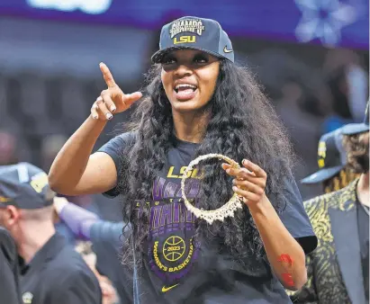  ?? KEVIN JAIRAJ/USA TODAY SPORTS ?? Angel Reese made waves with a gesture in the title game. “I find it interestin­g that all the sudden this is something,” Cheryl Miller says. “This has been going on forever.”