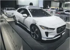  ?? Bloomberg ?? The Jaguar I-Pace, another serious electric vehicle contender, at this year’s New York Internatio­nal Auto Show