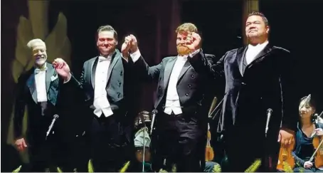  ?? COURTESY PHOTO — NESTOR ALIGA ?? Conductor Thomas Conlin led a symphony orchestra to accompany Alex Boyer, Christophe­r Oglesby, and
Pene Pati, in the sold-out “Three Tenors” Feb. 2 at the Empress Theatre.