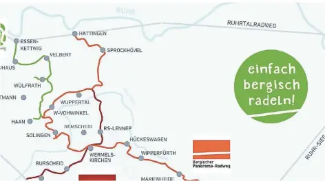  ?? GRAFIK: BSW ?? Die Info-Grafik zeigt die Panorama-Radwege im Bergischen Land.