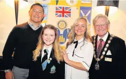  ??  ?? A lesson in fundraisin­g Jenny, her mum Kirsteen and Derek McEwan from the Catherine McEwan Foundation with EK Rotary president Ian Macpherson