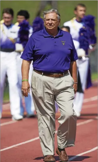  ?? PHOTO COURTESY WEST CHESTER UNIVERSITY ?? West Chester University Athletic Director Edward M. Matejkovic, seen here on the sidelines during a football game against Seton Hill, announced his retirement Monday.