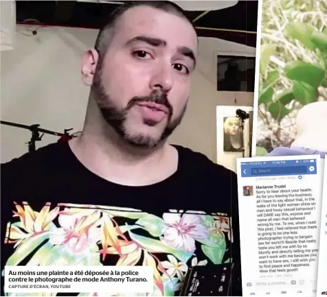  ?? CAPTURE D’ÉCRAN, YOUTUBE ?? Au moins une plainte a été déposée à la police contre le photograph­e de mode Anthony Turano.