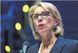  ?? Matt Rourke Associated Press ?? BETSY DeVOS leads the Education Department, which withheld the Navient audit’s findings and has argued that states have no standing to sue the company.