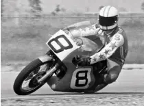  ??  ?? ABOVE: Paul Smart at Ontario in 1971 on a Seeley-framed Kawasaki H1 750 triple