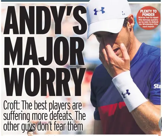  ??  ?? PLENTY TO PONDER Murray has to repair the damage quickly as he bids to defend his Wimbledon title next month