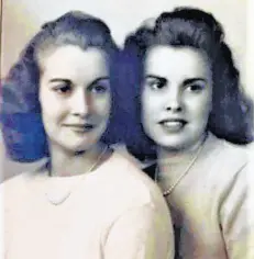 ??  ?? The “Green Twins,” Peggy, right, and Patty, are seen in their high school senior photo. PHIL POTEMPA