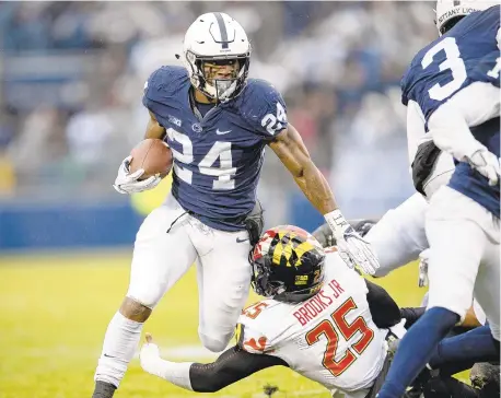  ?? ABBY DREY / TNS FILE PHOTO ?? Penn State running back Miles Sanders said he will make a decision about entering the NFL draft after the bowl game.