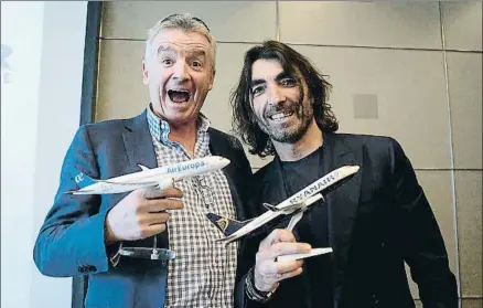  ?? LUIS MILLÁN / EFE ?? Michael O’Leary, presidente de Ryanair, y Javier Hidalgo, consejero ejecutivo de Globalia, ayer en Madrid