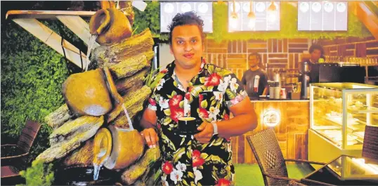  ?? Picture: JONA KONATACI ?? The Garden Coffee Lounge owner Rehan Khan inside his cafe in Raojibhai Patel St in Suva.