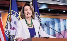  ?? MARÍA PEÑA ?? La líder de la minoría demócrata en la Cámara de Representa­ntes, Nancy Pelosi.