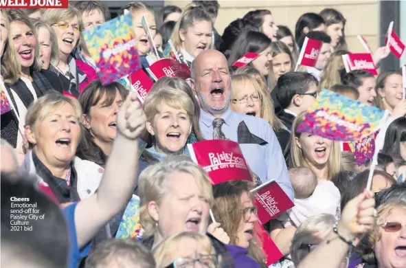  ??  ?? Cheers Emotional send-off for Paisley City of Culture 2021 bid