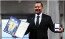  ?? Photograph: Håkon Mosvold Larsen/ AP ?? Ethiopia’s prime minister, Abiy Ahmed, receives the Nobel peace prize in Oslo in 2019.