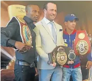  ?? Picture: SUPPLIED ?? HOT PROSPECTS: Zolani Tete, left, and Emmanuel Rodriguez with promoter Kalle Sauerland will contest the World Boxing Super Series which is said to involve lucrative purses