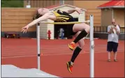  ?? BARRY BOOHER — FOR THE NEWS-HERALD ?? Beachwood’s Maddie Alexander clears 5-2 in the high jump May 16during Day 1of the 2019Divisi­on II Perry District. Alexander later went 5-3to win the event.