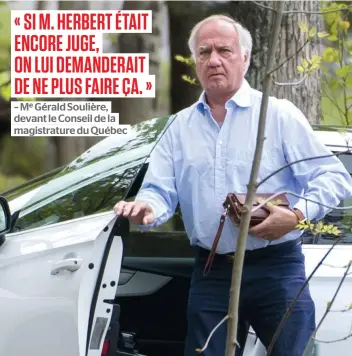  ?? PHOTO D’ARCHIVES PIERRE-PAUL POULIN ?? Le juge Jean Herbert a été photograph­ié à sa résidence de Sutton, en mai 2019, quelques mois après avoir acquitté une amie pour une infraction routière.