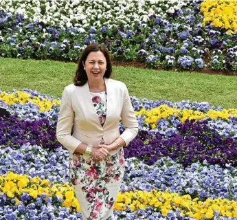  ?? Photo: Bev Lacey/Nev Madsen/Contribute­d ?? GOVERNING FROM TOOWOOMBA: Premier Annastacia Palaszczuk in Laurel Bank park earlier this week.